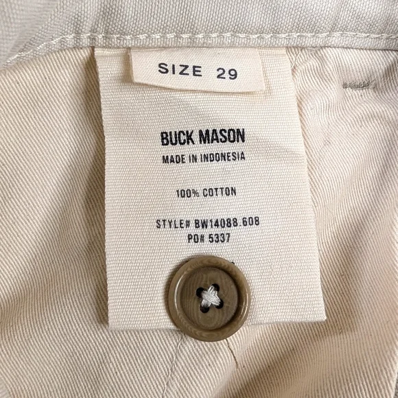 Buck Mason Womens Pants Size 29 Beige 100% Cotton Chinos Wide Leg High Rise - Picture 10 of 12